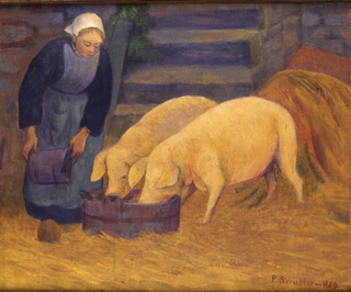 bretonne-donnant-a-manger-aux-cochons