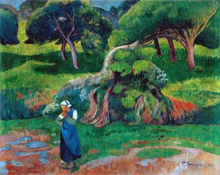 jeune-bretonne-au-bord-de-la-riviere-paysage-au-pouldu