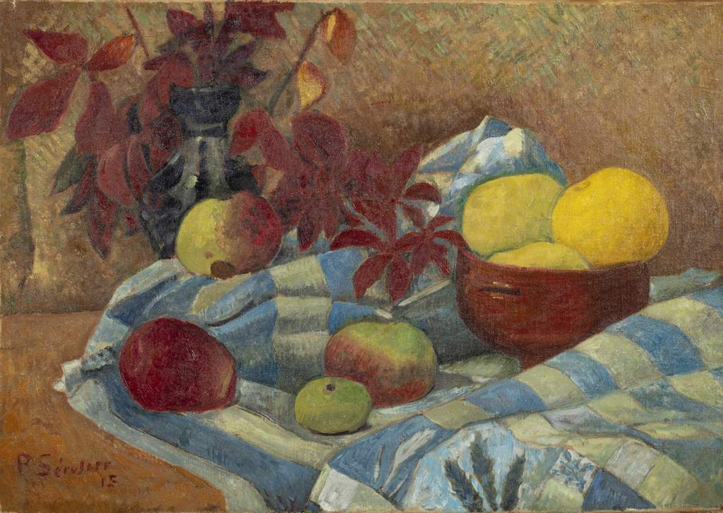 nature-morte-aux-pommes-nappe-aux-carreaux-bleus-bouquet-feuillage-dautomne